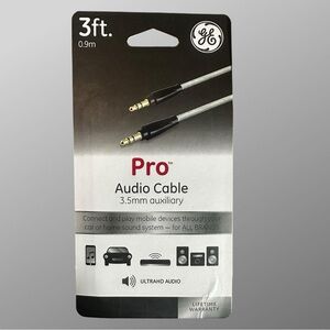 GE 3ft Audio Cable - Black and Silver